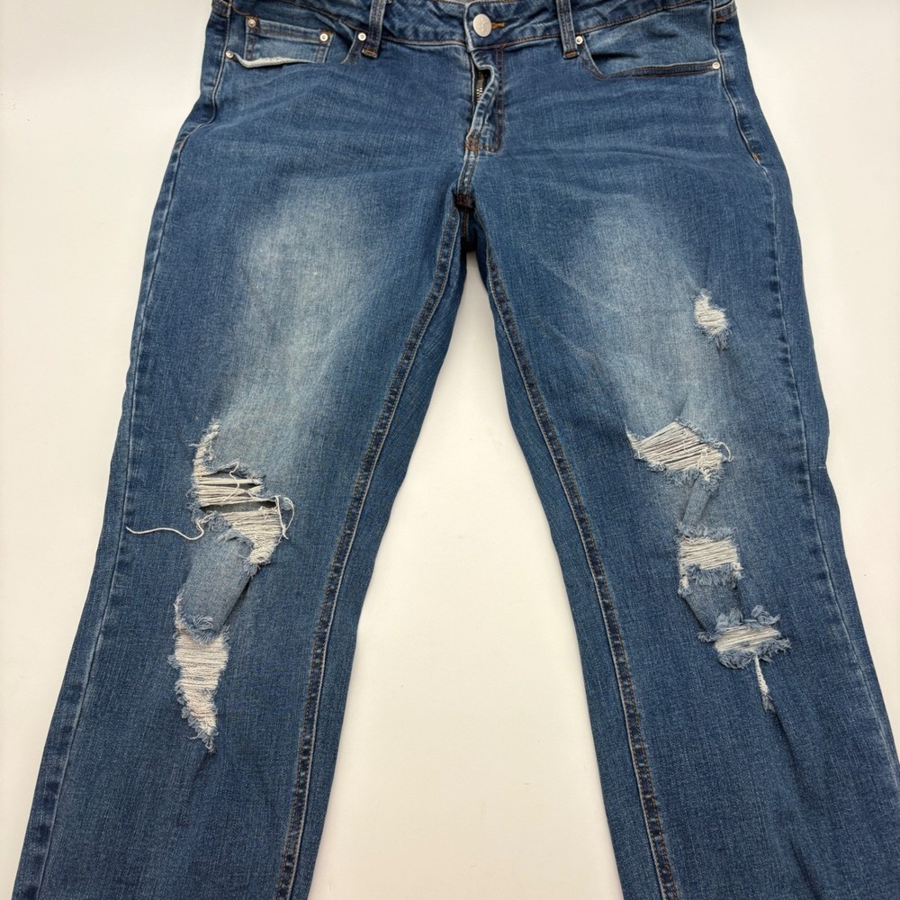 Resfeber Los Angeles Skinny Boyfriend‎ Jeans Blue Distressed Ripped Size 16